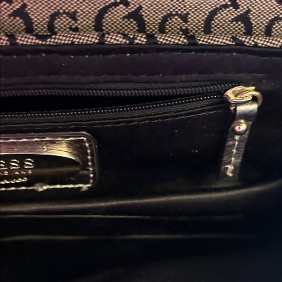 Vintage Rare Guess Beige Monogram Clutch with Brown Trim and Gold Chain - Picture 6 of 7